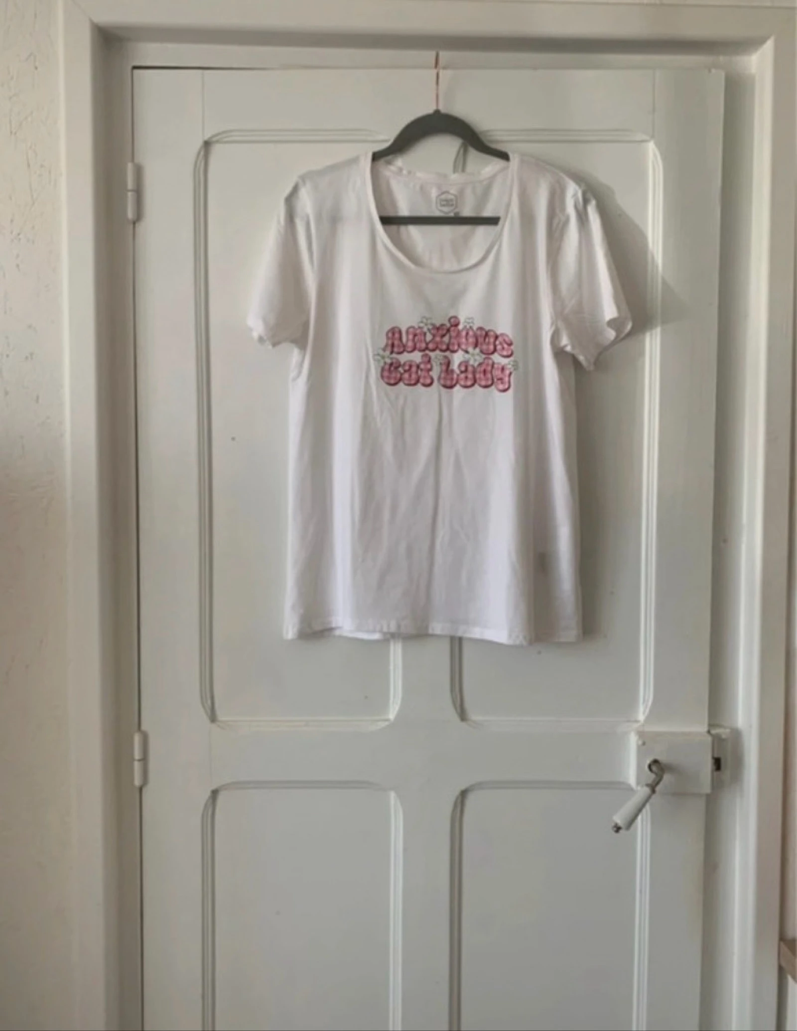 T-shirt imprimé vichy et paillettes blanc/rose femme - Taille XL Sans marque